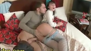 Hugecocked scantling forces pulling legal age teenager chick to nigh his palpitating weenie in her mouth